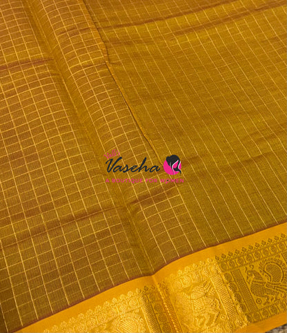 Semi Silk Cotton Saree - Checks Pattern - VVSSC019