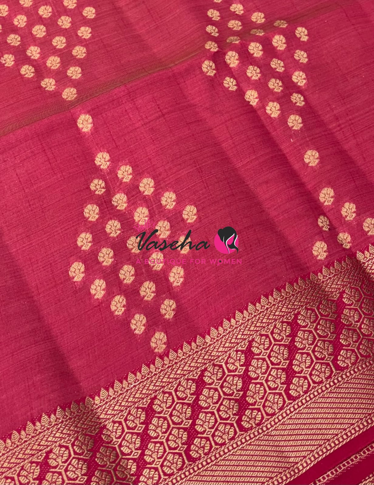 Semi Tussar Silk - Grand Pallu  - Pinkish Red Shade - VVSTS071