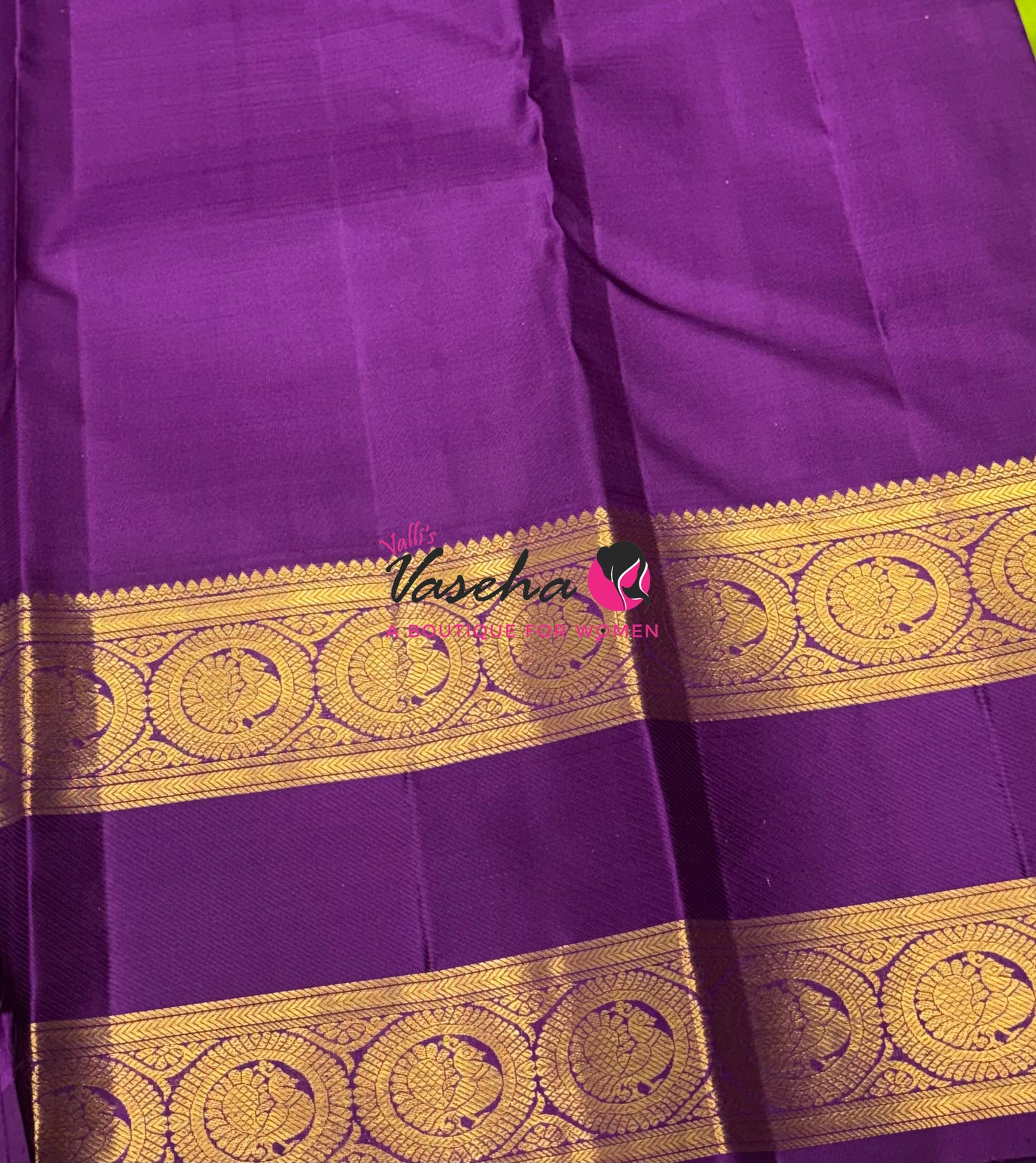 Pure Vintage Korvai Kanchipuram Silk Saree - Green With Purple - VVPS062