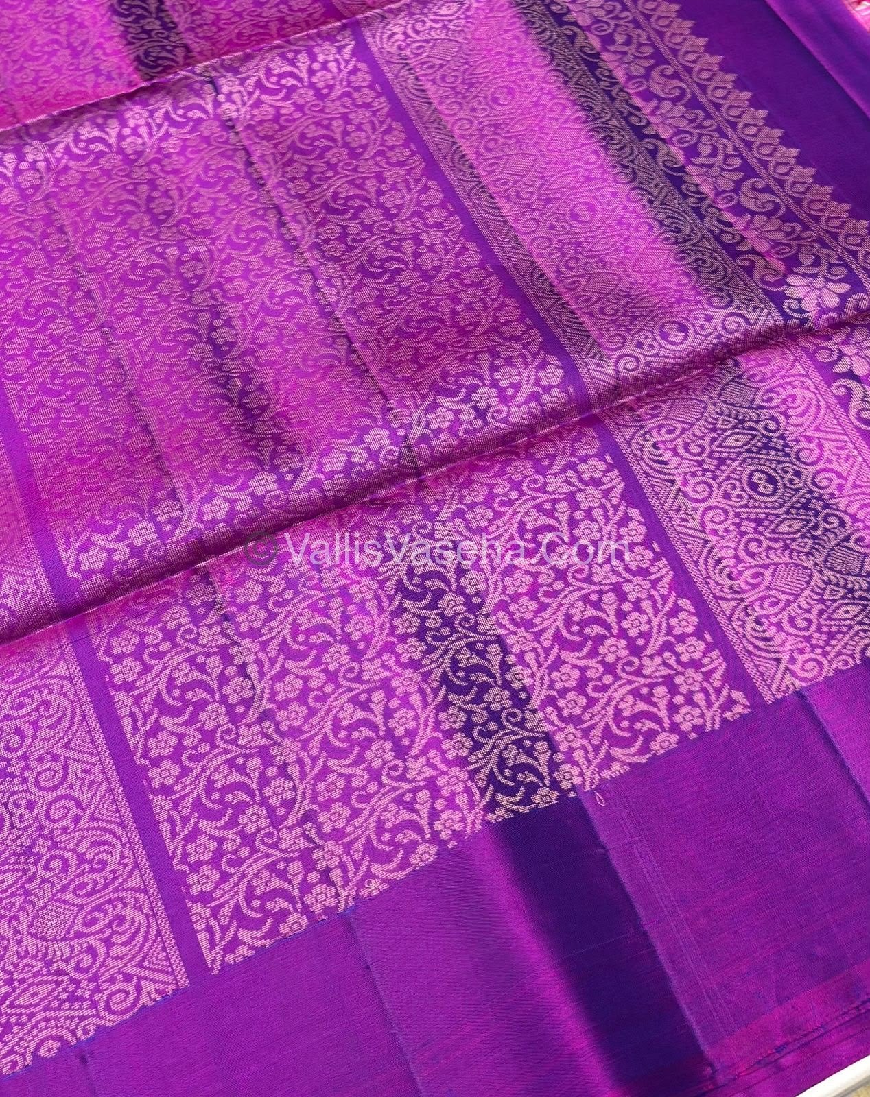 Half Mixed Soft Silk Saree - Blue With Purple - VVPSS073