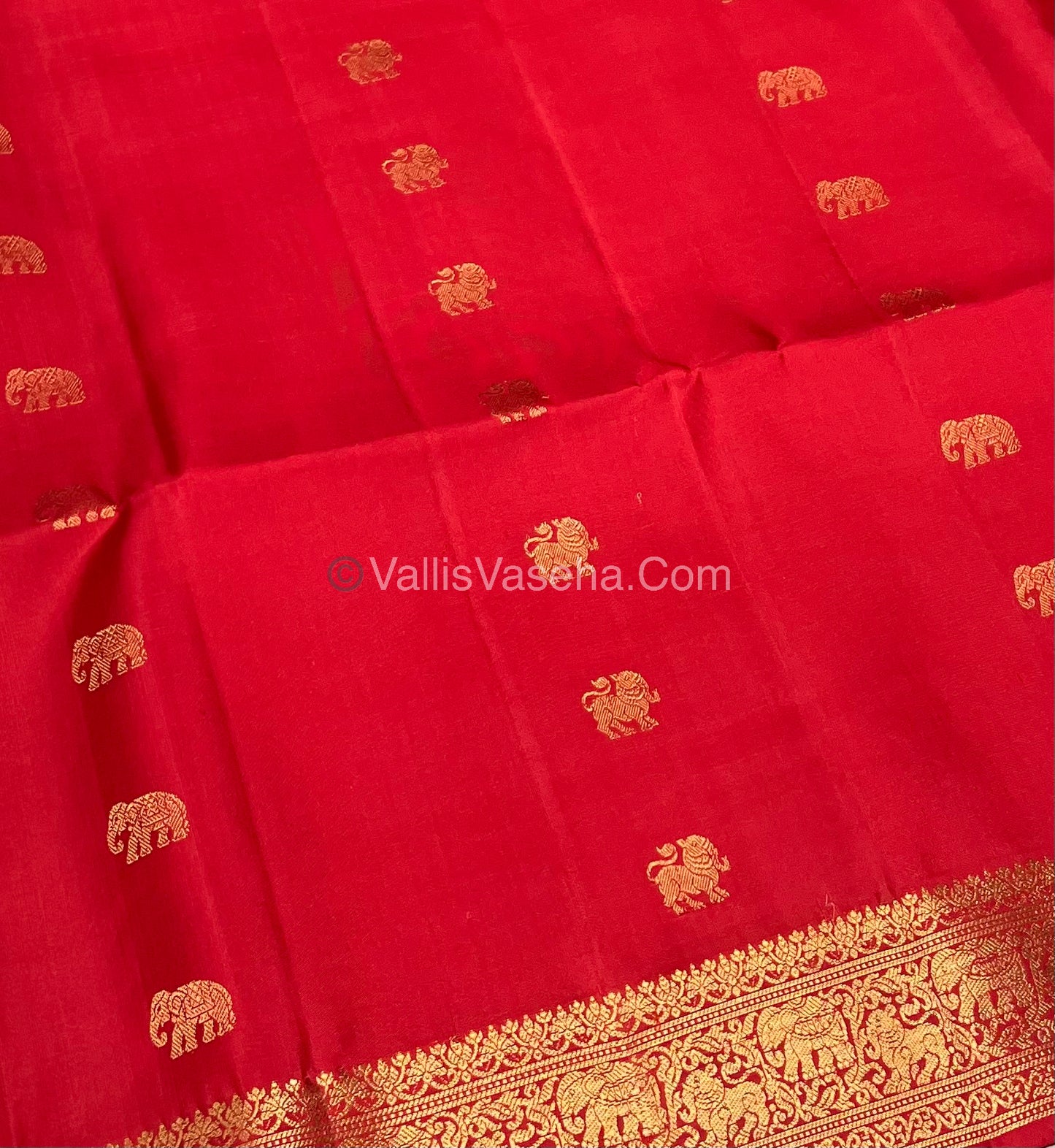 Pure Soft Silk Saree - Kanchi Border - Red Shade - VVPSS046