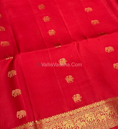 Pure Soft Silk Saree - Kanchi Border - Red Shade - VVPSS046