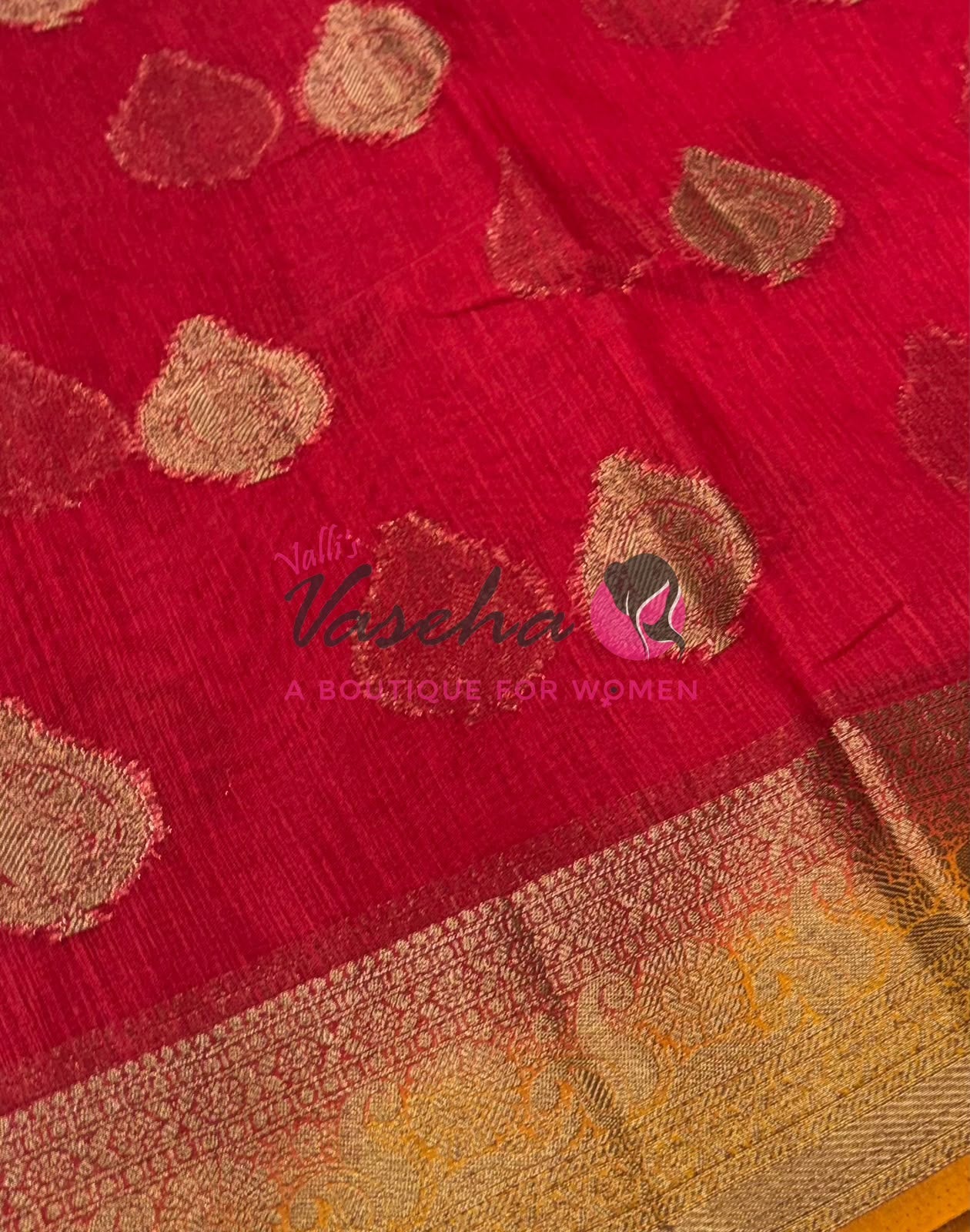 Bamboo Silk Saree- Red with Yellow Shade - VVBSS013