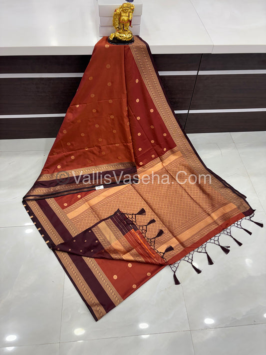 Semi Soft Silk - Rust Orange With Wine Brown Shade -VVSSS022