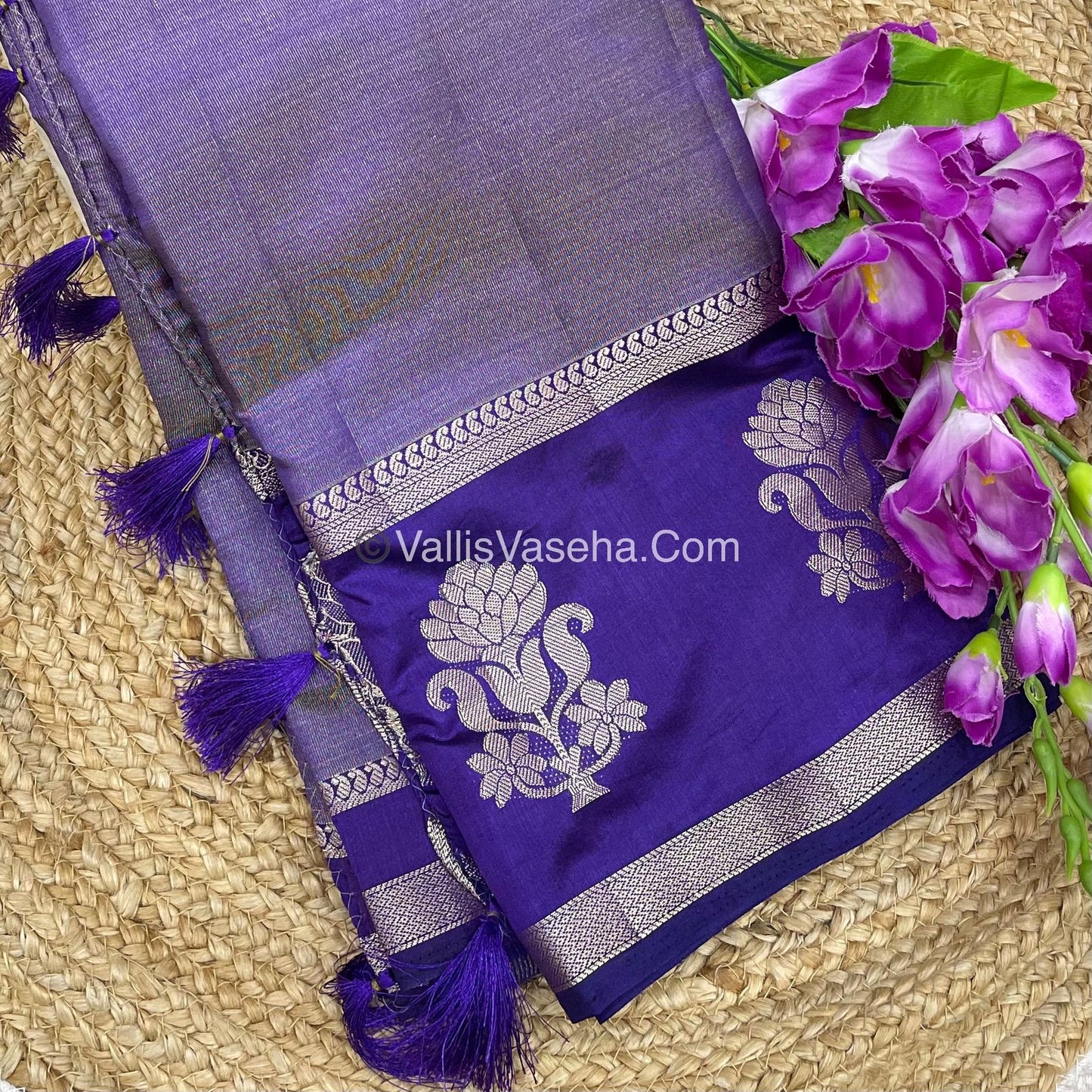 Semi Tissue Tussar Silk - Violetish Purple Shade - VVSTS043