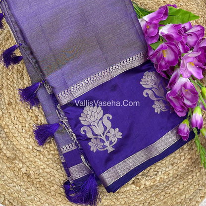 Semi Tissue Tussar Silk - Violetish Purple Shade - VVSTS043