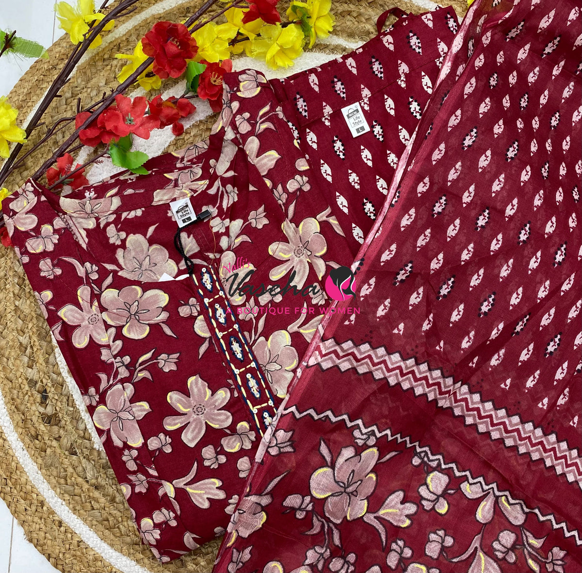 Ready Made - Anarkali - Salwar, Kameez & Duppatta(3pc)- Printed Cotton - VVAS013
