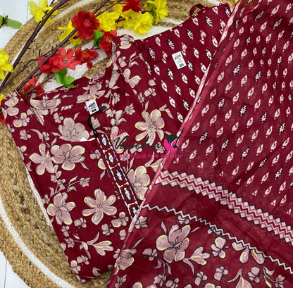 Ready Made - Anarkali - Salwar, Kameez & Duppatta(3pc)- Printed Cotton - VVAS013