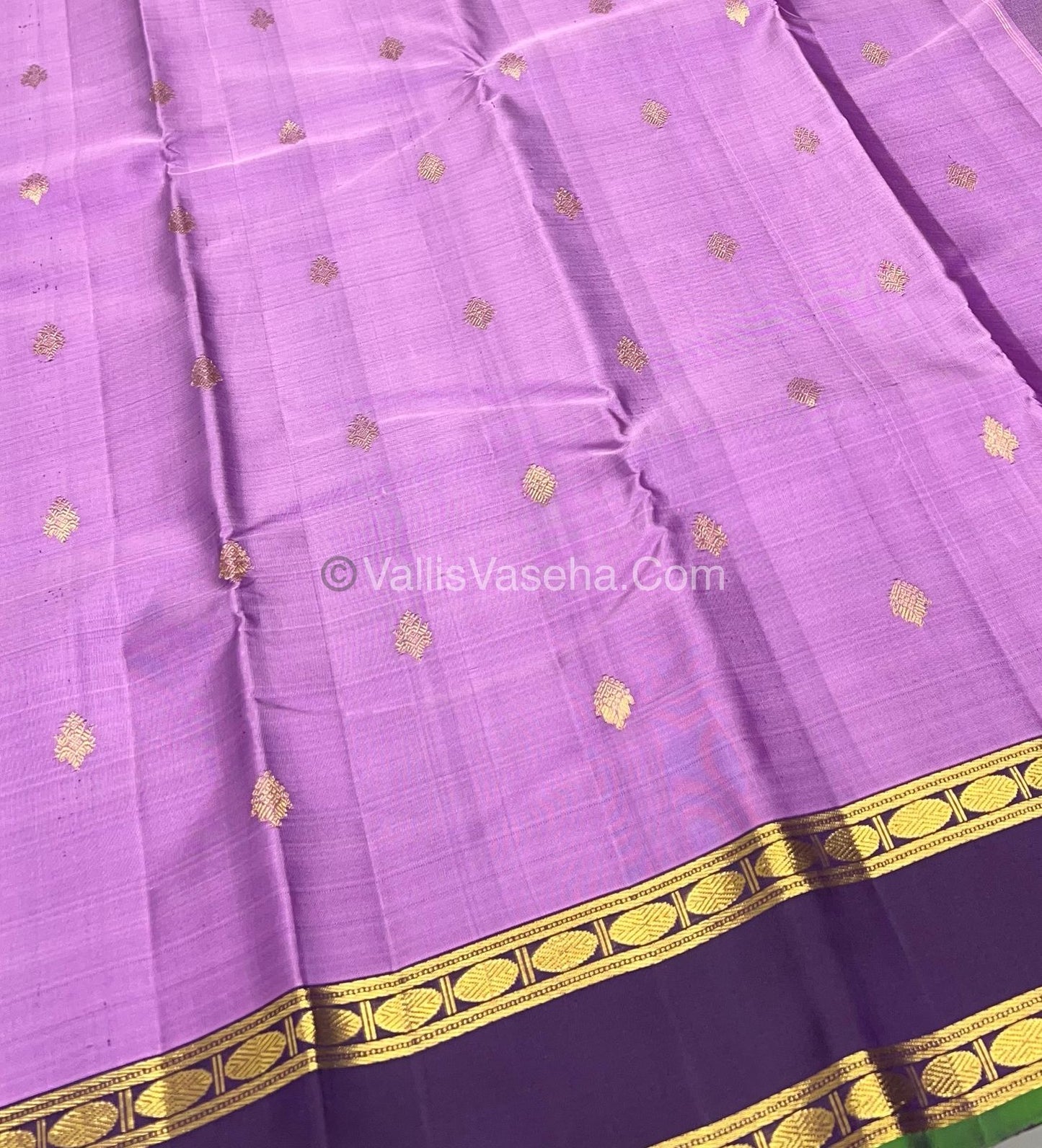 Pure Kanchipuram Silk Saree - Lavender & Dark Purple Combo - VVPS011