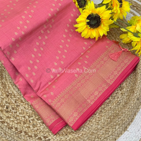 Semi Tussar Silk - Grand Pallu  - Peach Shade - VVSTS017
