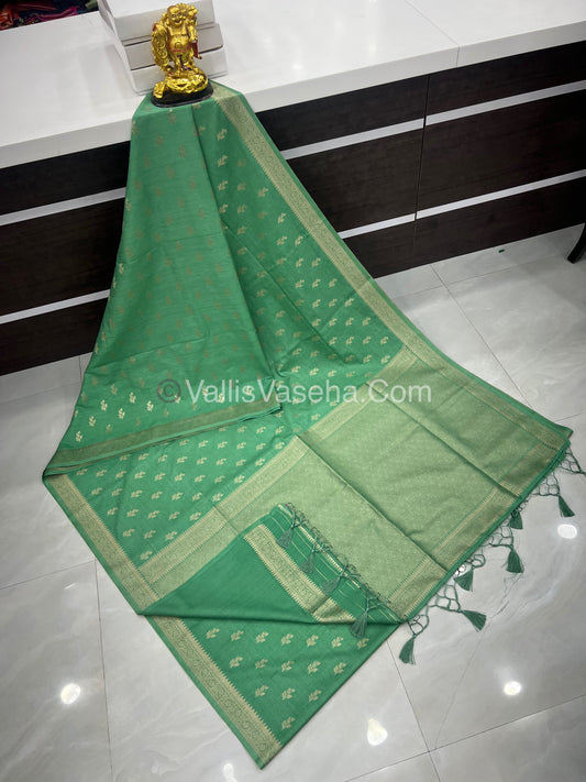 Banarasi - Heritage Silk - Semi Kathan Silk - Light Green Shade - VVBHS003