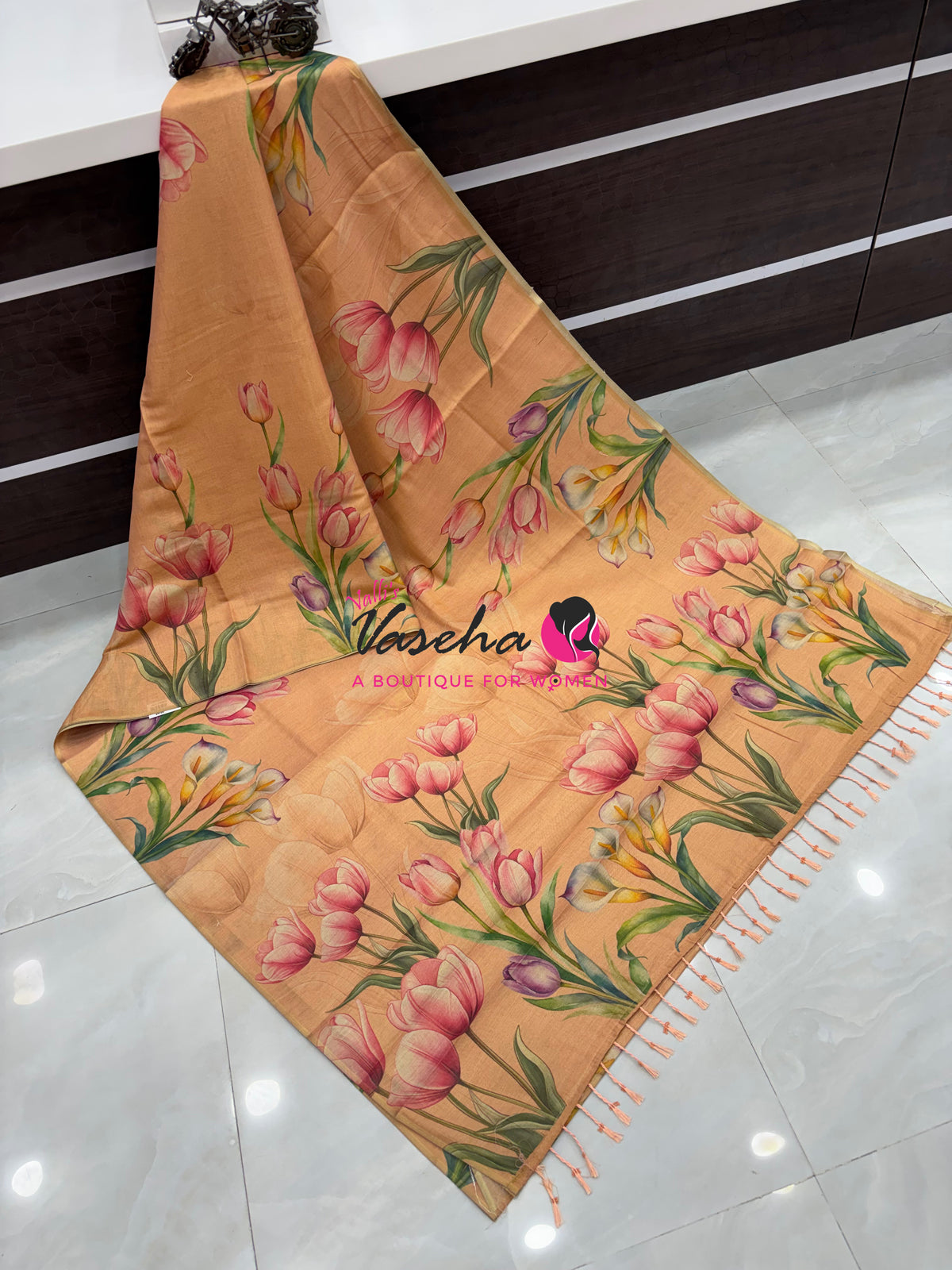 Linen Tissue Saree - Peach Shade - VVLTS006