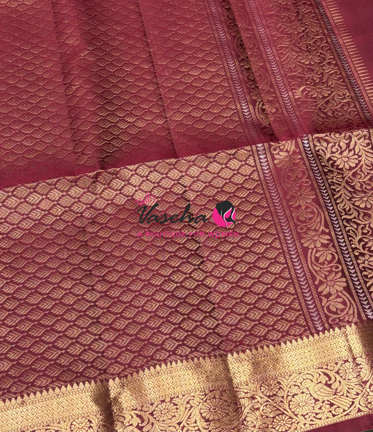 Pure Soft Silk Saree - Kanchi Border - Maroon Shade  -  VVPSS033