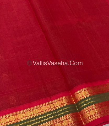 Pure Korvai Silk Cotton Saree - Green with Red - VVKSC004