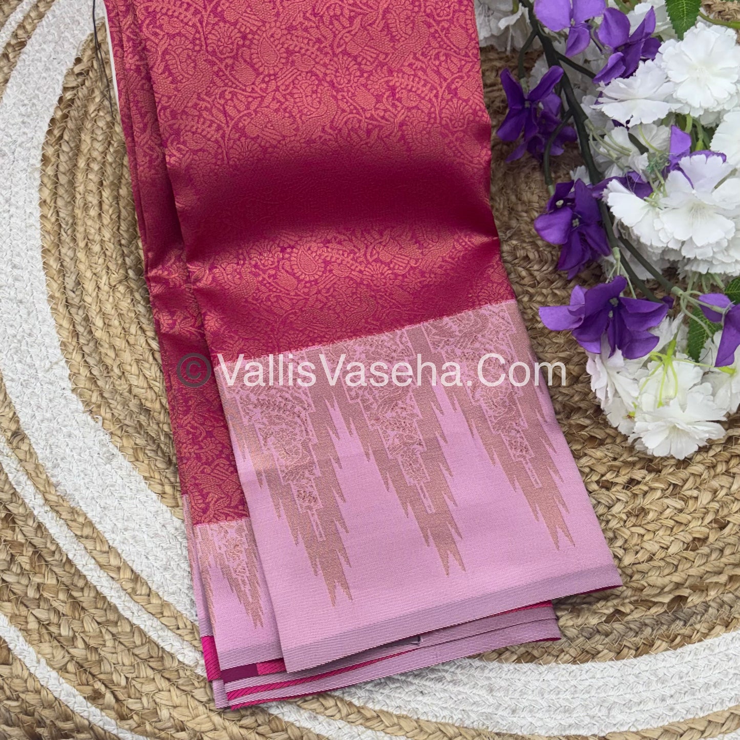 Kanchi Semi Silk  - Pink with Pink - VVKSS003