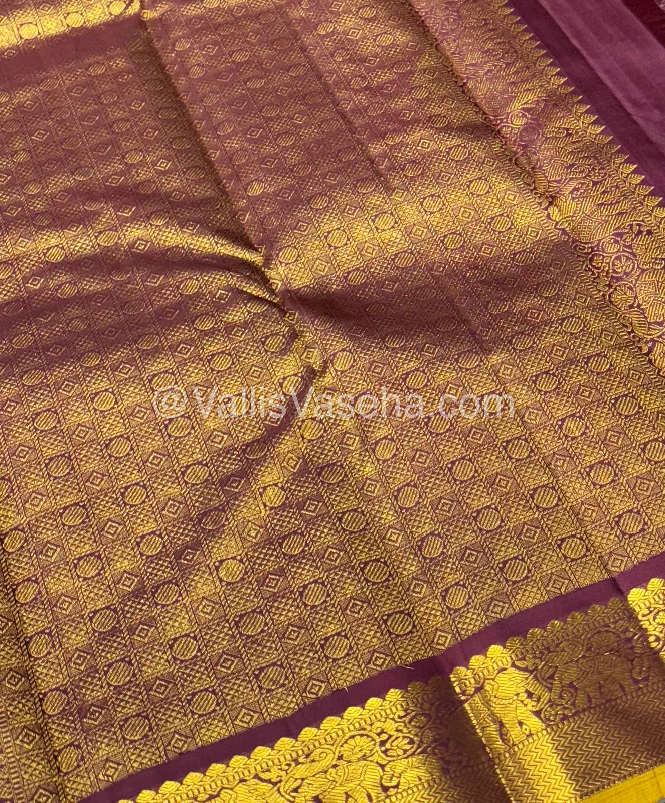 Pure Kanchipuram Silk Saree - Rust Gold & Brownish Wine Combo - VVPS015