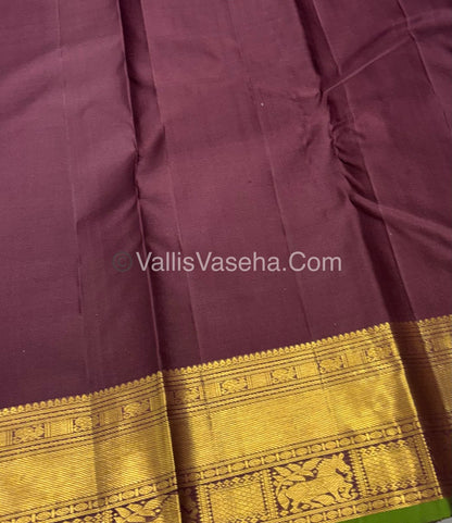 Pure Kanchipuram Silk Saree - Light Lavender & Wine Brown Shade  - VVPS022