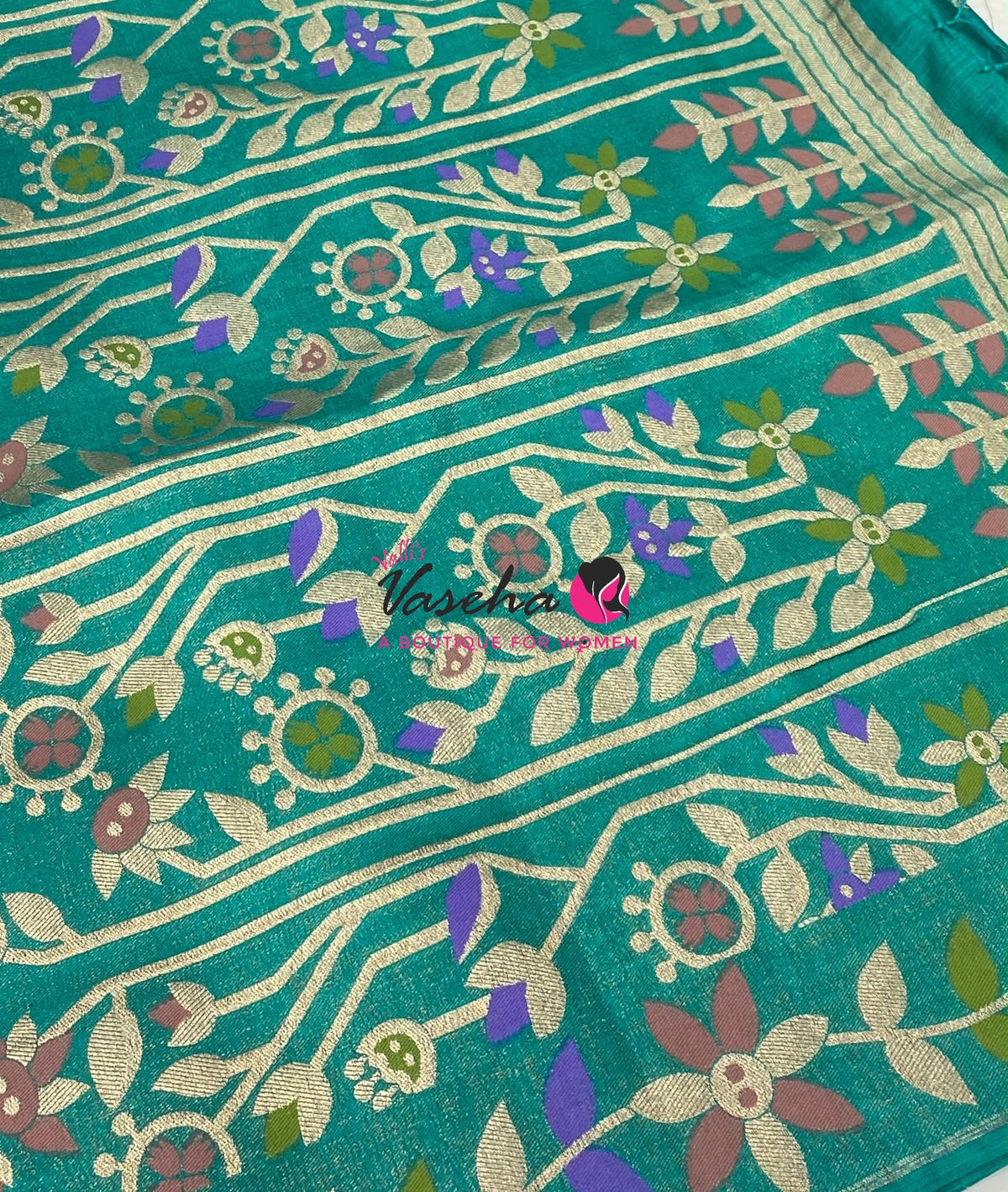 Banarasi - Heritage Meenakari Silk -   Turquoise Green Shade - VVBHS016