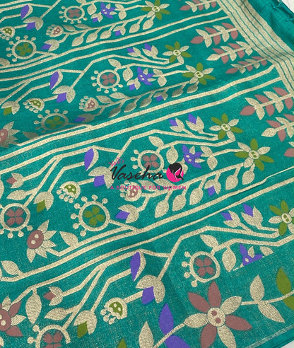 Banarasi - Heritage Meenakari Silk -   Turquoise Green Shade - VVBHS016