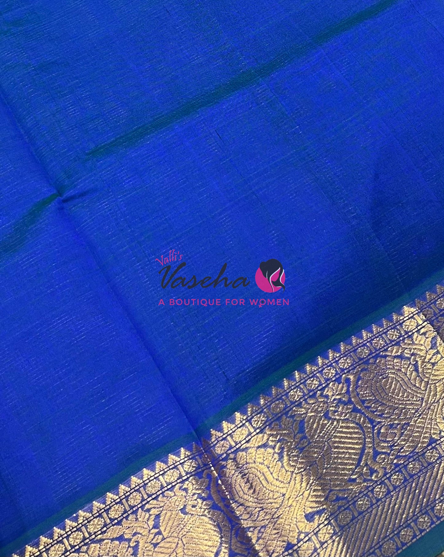 Pure Silk Cotton Saree - Vairavoosi checks - Mayil & Chakkaram - Peacock Blue Shade - VVMCV001