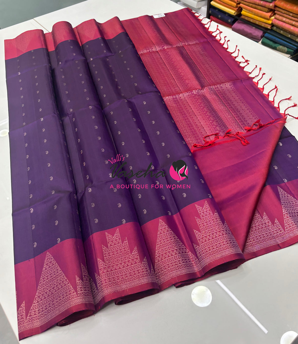 Pure Soft Silk Saree - Purple & Purplish Pink Shade - VVPSS128