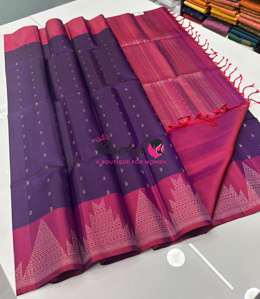 Pure Soft Silk Saree - Purple & Purplish Pink Shade - VVPSS128