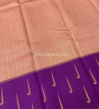 Kanchi Semi Silk - Peach with Purple VVKSS001