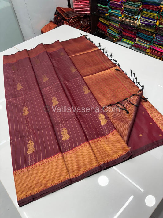 Semi Soft Silk - Border less - Maroon Shade -VVSSS023