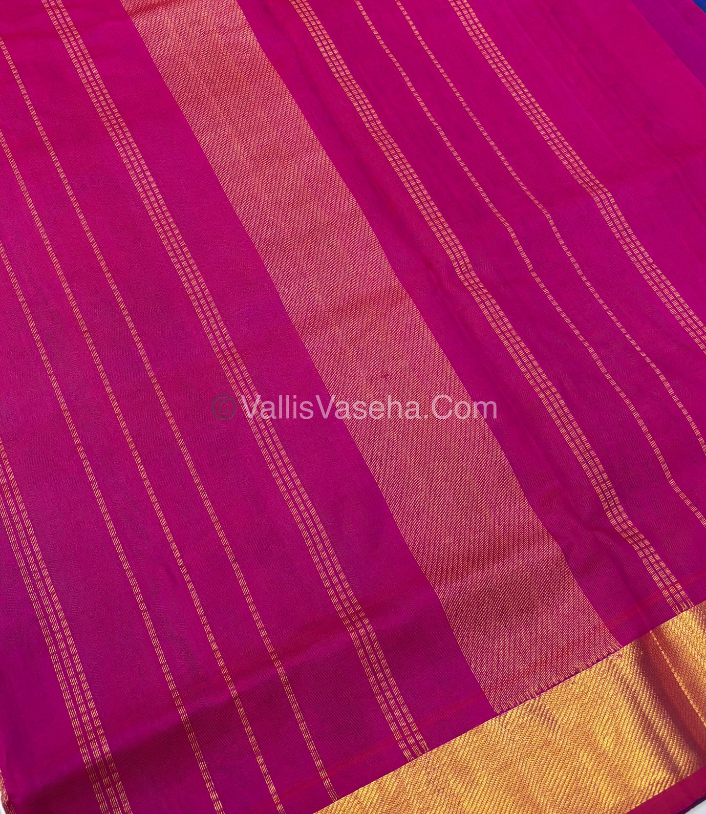 Pure Silk Cotton Sarees - Double Tone Blue With Pink - VVPSC003