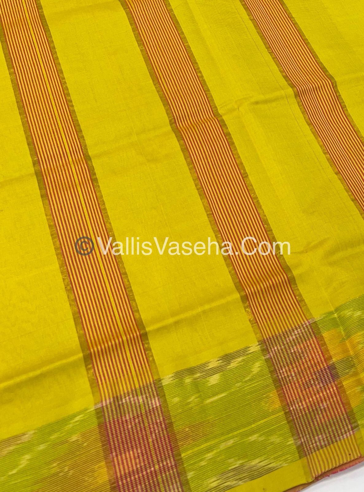 Semi Silk Cotton Saree -  Pink  & Yellow - VVSSC001