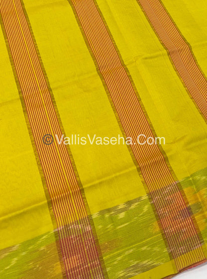Semi Silk Cotton Saree -  Pink  & Yellow - VVSSC001