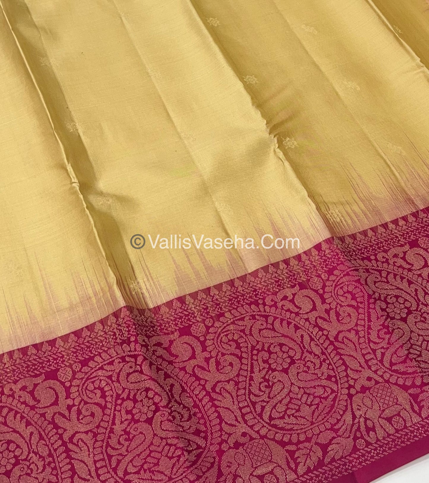 Pure Soft Silk Saree - One Side Border - Cream & Pink Combo - VVPSS045