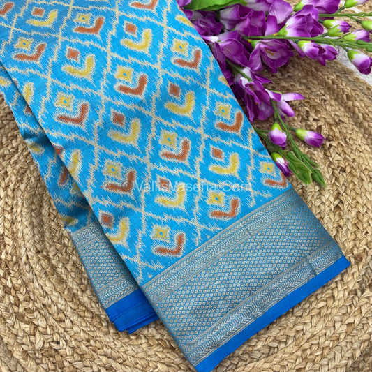 Semi Tussar Silk Saree - Ikkat / Pochampally Design - Blue Shade - VVSTS033