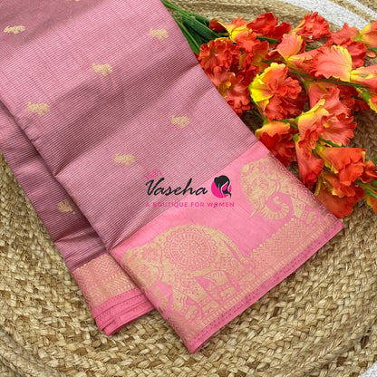 Semi Tussar Silk Saree | Baby Pink  Shade |VVSTS060