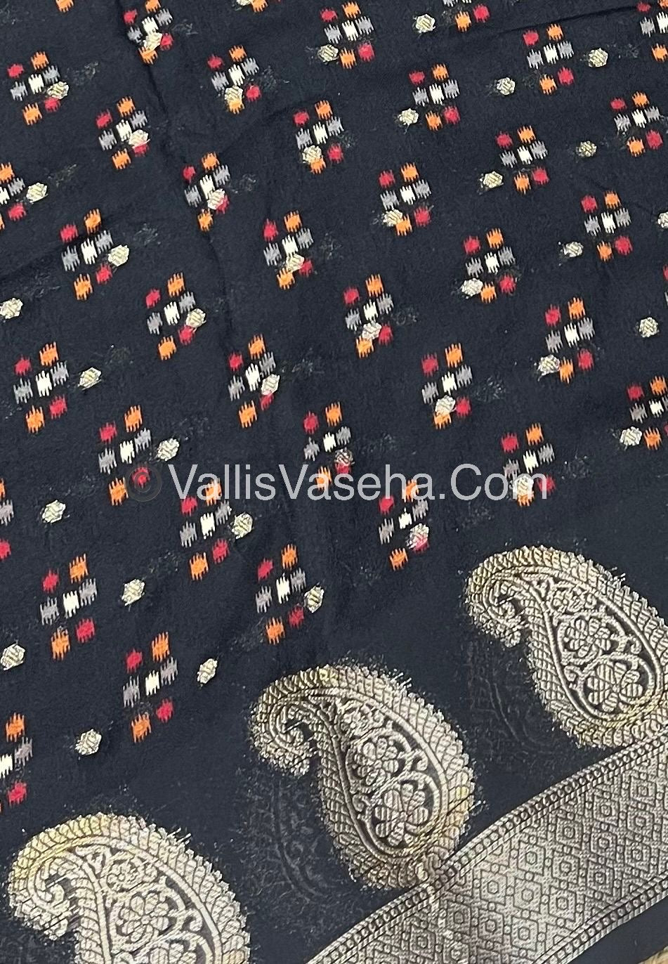 Mashmelow - Chiffon / Georgette Saree - Black Shade - VVMMS001