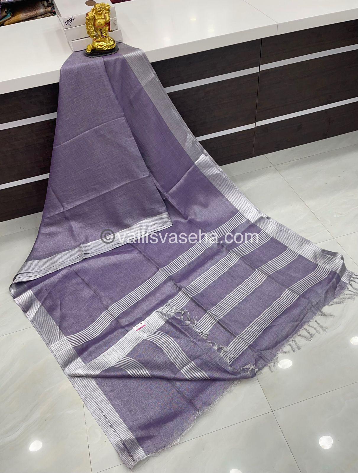 Tissue Linen Saree - Lavendar  Shade - VVTLS001