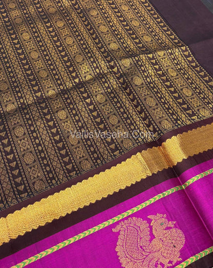 Pure Korvai Silk Cotton With Peacock Butta Border - VVKSC017