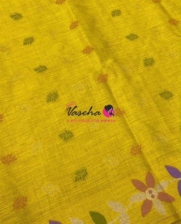 Banarasi - Heritage Meenakari Silk -   Yellow Shade - VVBHS016