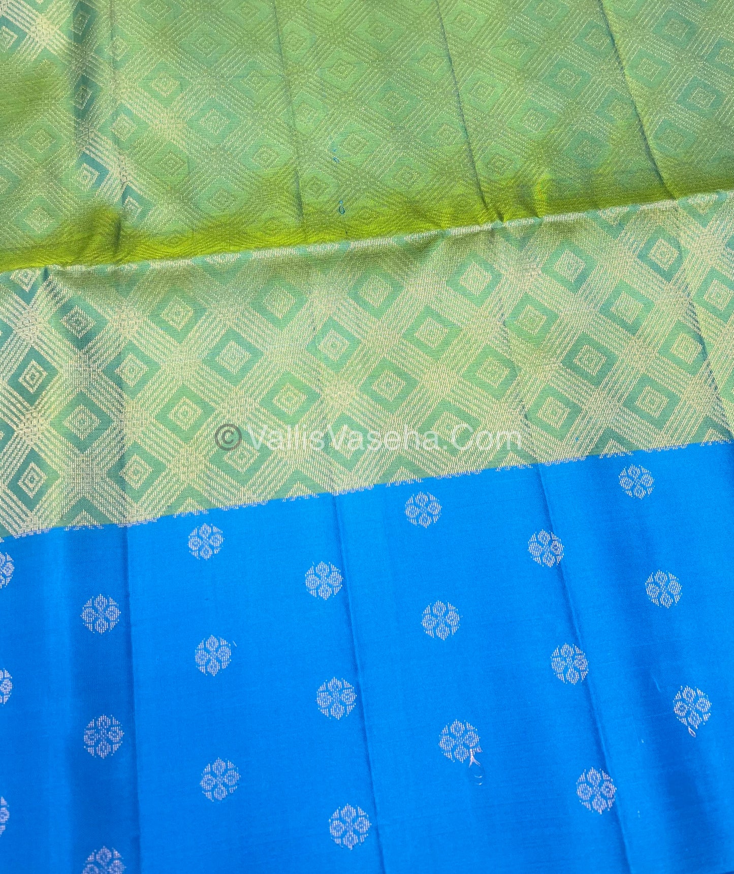 Pure Soft Silk Saree - Green With Blue Shade - VVPSS063