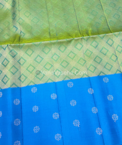 Pure Soft Silk Saree - Green With Blue Shade - VVPSS063
