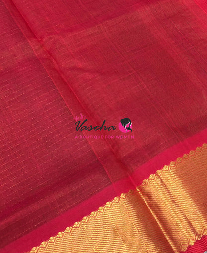 Pure Silk Cotton Saree - Mayil & Chakkaram Design -  Green With Red Shade  -VVMC002