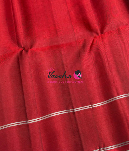 Pure Soft Silk Saree - Grey & Red  Shade - VVPSS127