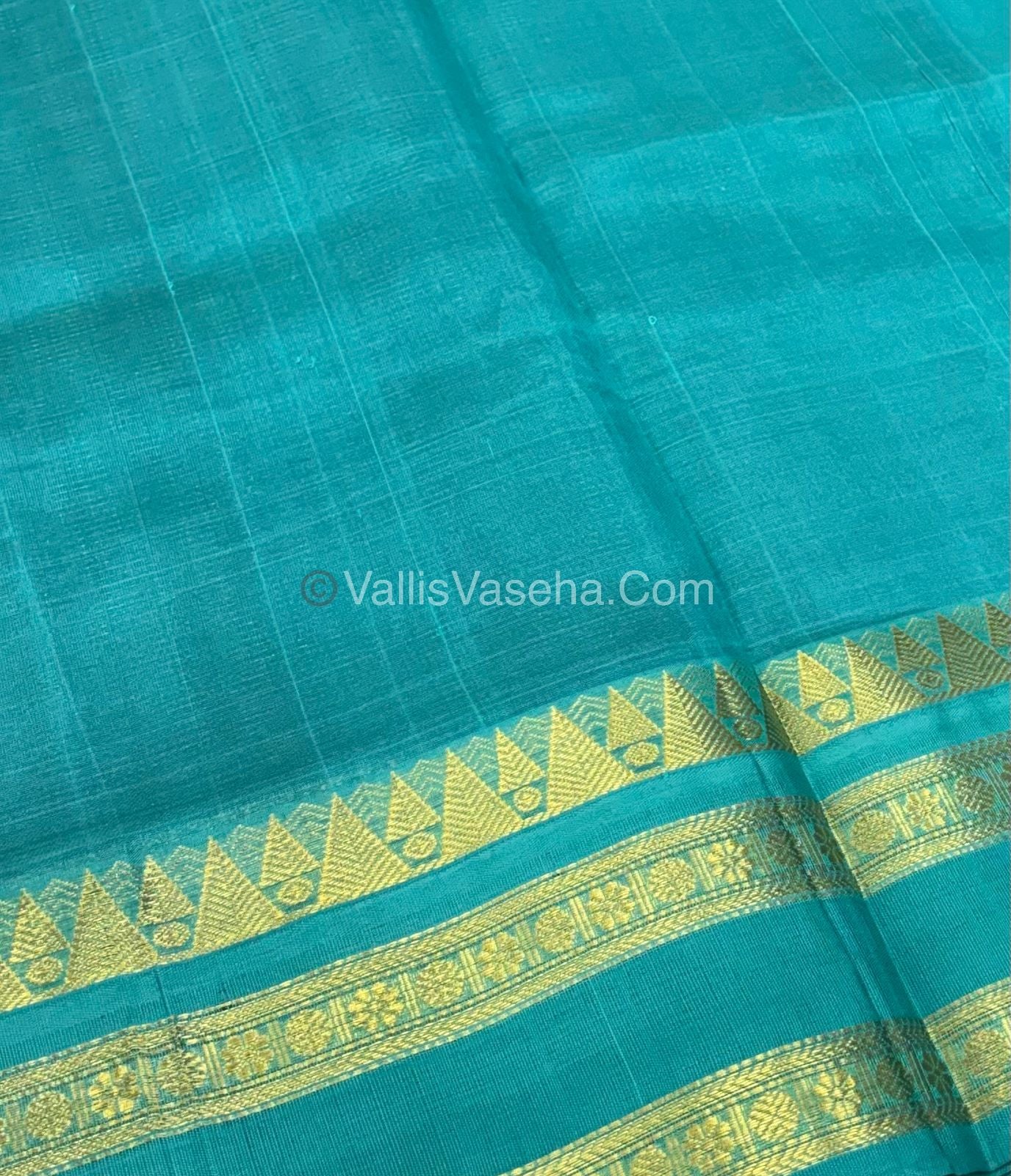 Pure Korvai Silk Cotton - Blue with Blue - VVKSC025