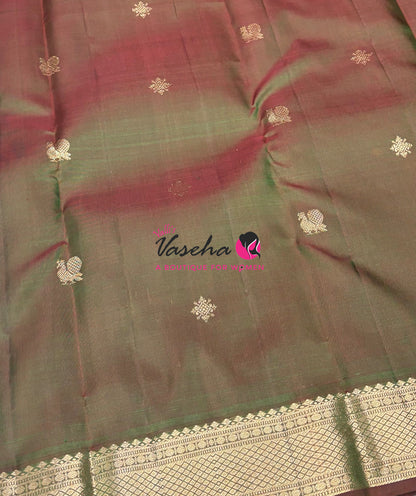 Pure Kanchipuram Silk Saree - Mandhulir Green Shade - VVPS093