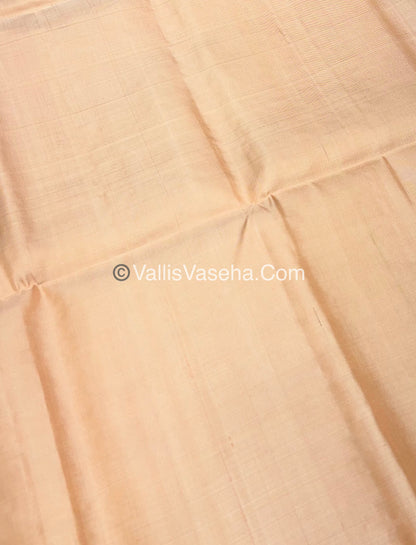 Merun with Creamish Light Peach Combo - Pure Soft Silk Saree - VVPSS010