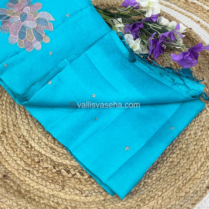 Butter Silk  - Flower Butta - Blue & Pink Combo - VVBS001
