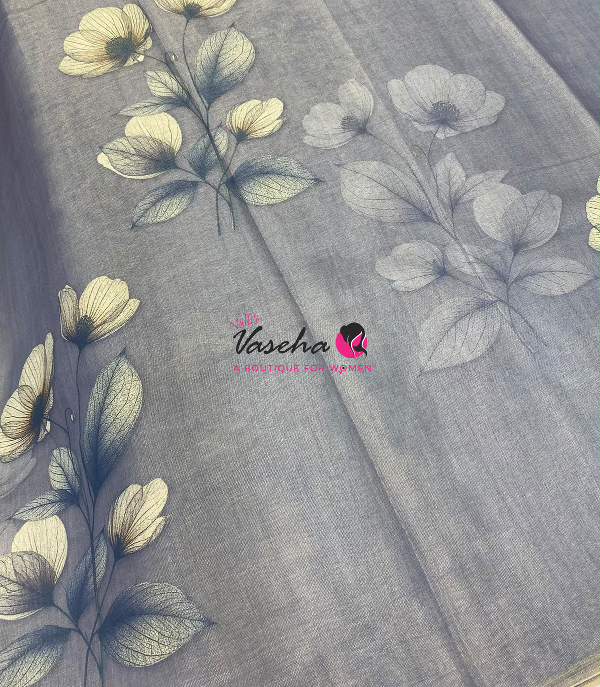 Linen Tissue Saree - Grey Shade - VVLTS006