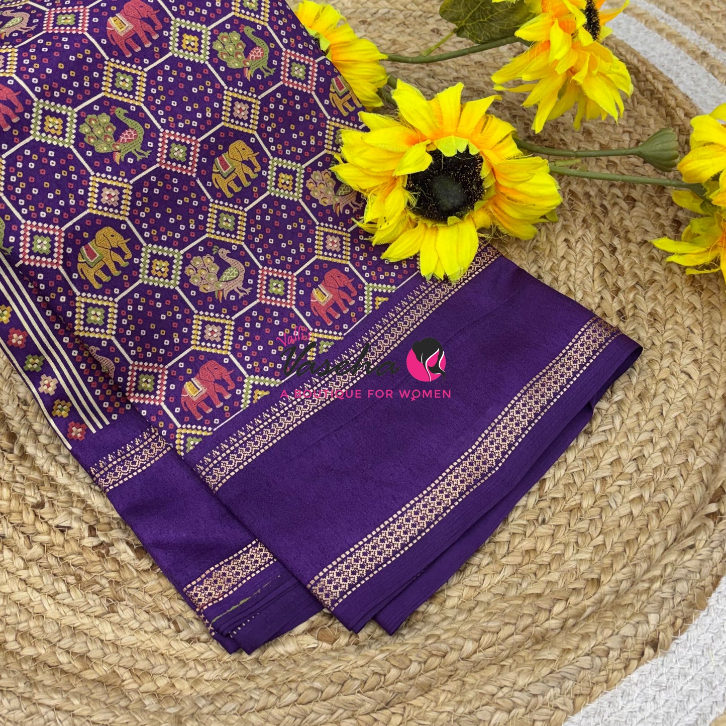 Casual Wear - Semi Printed Silk - Fancy Mixed Variety - Purple - VVFMC008