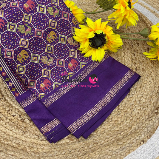 Casual Wear - Semi Printed Silk - Fancy Mixed Variety - Purple - VVFMC008