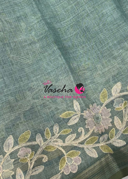 Linen Tissue Saree - Blue Shade - VVLTS002